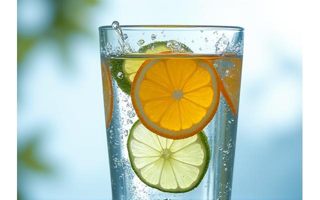 Clear glass of water with slices of citrus, representing refreshing hydration and its health benefits.