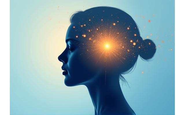 A bright and optimistic visual depicting a person thinking positively with a radiant glow around their head, symbolizing a healthy mindset.