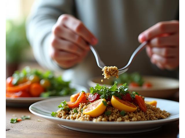 A person preparing a healthy salad
